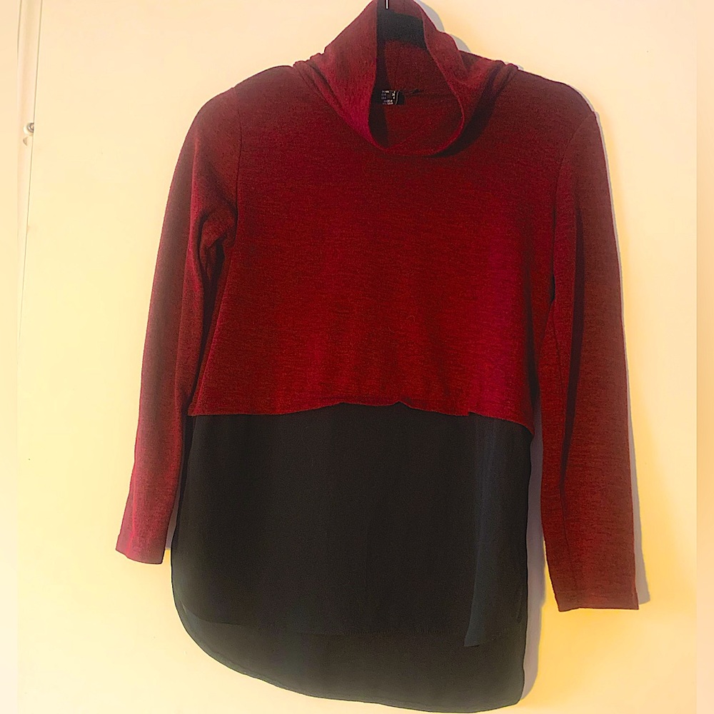 Moron light turtleneck with black sheer bottom half